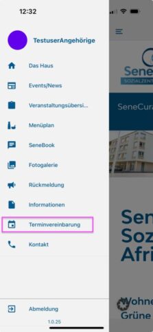 Angehörige können ganz einfach Feedback geben oder Termine vereinbaren.